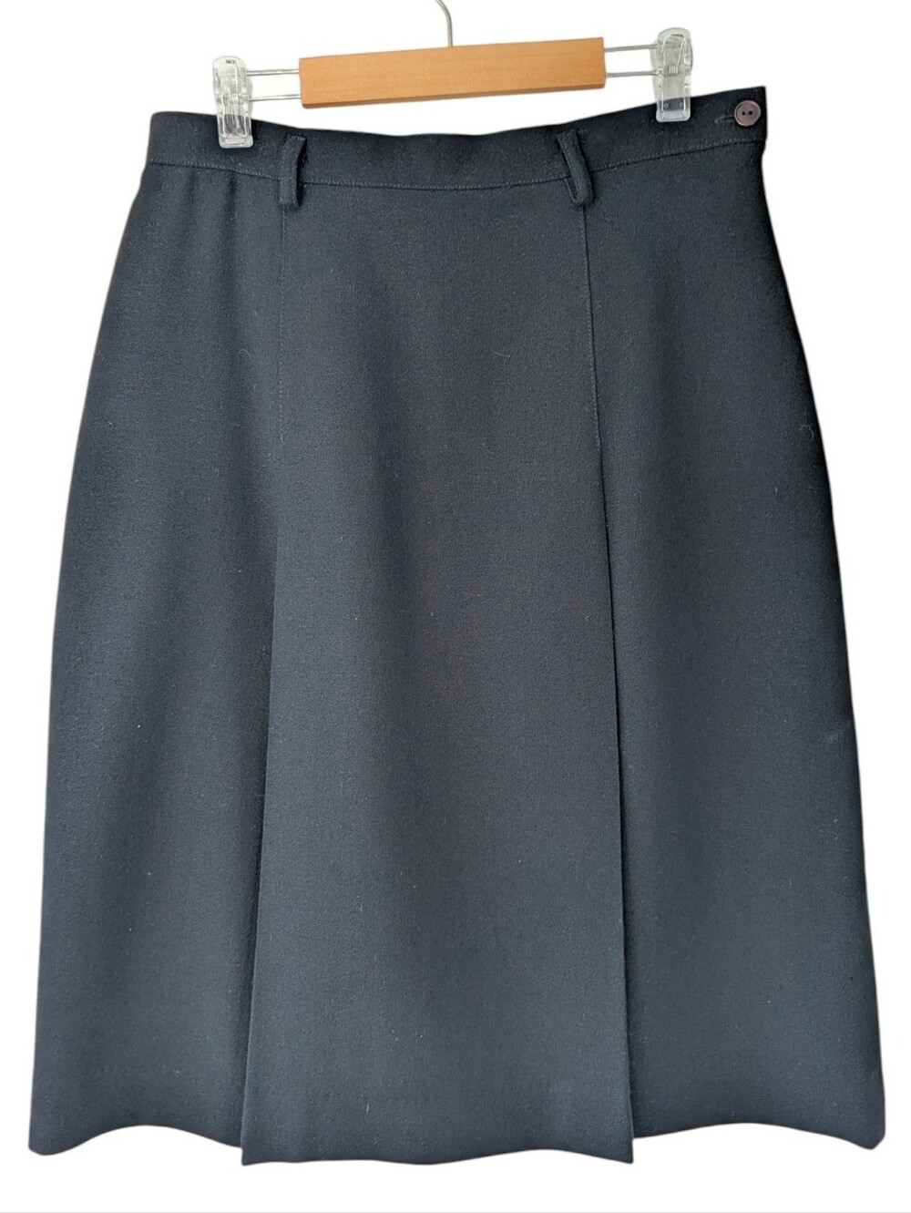 Vintage Wool Jones New York Black Box Pleated Midi Skirt